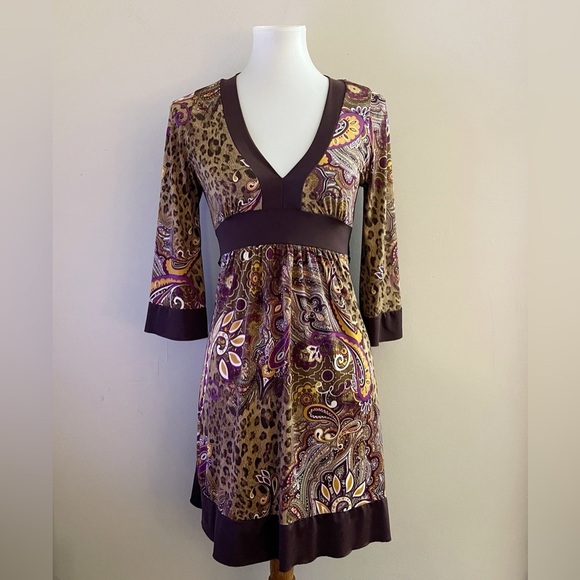 Y2K Vintage Babydoll Body Central Brown Dress Fall Fairy Boho Cutegoth retro - Picture 1 of 5